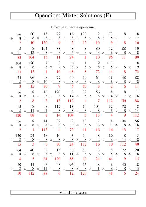 Multiplication et Division -- Règles de 8 (Variation 1 à 15) (E) page 2