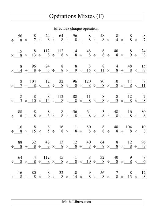 Multiplication et Division -- Règles de 8 (Variation 1 à 15) (F)
