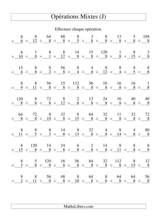 Multiplication et Division -- Règles de 8 (Variation 1 à 15) (J)