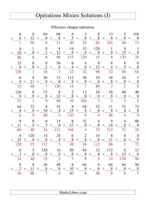 Multiplication et Division -- Règles de 8 (Variation 1 à 15) (J) page 2