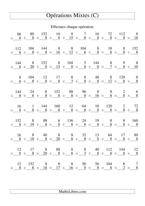 Multiplication et Division -- Règles de 8 (Variation 1 à 20) (C)