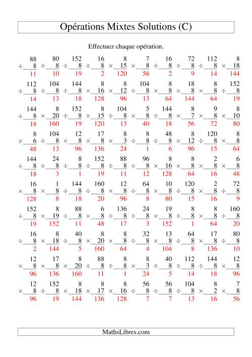 Multiplication et Division -- Règles de 8 (Variation 1 à 20) (C) page 2