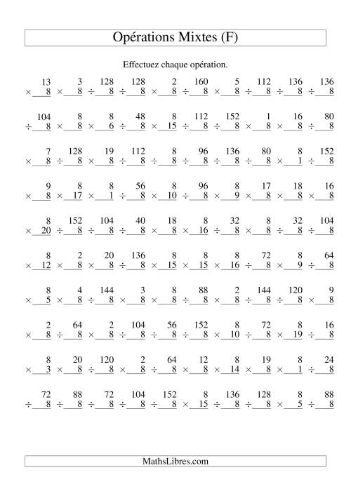 Multiplication et Division -- Règles de 8 (Variation 1 à 20) (F)