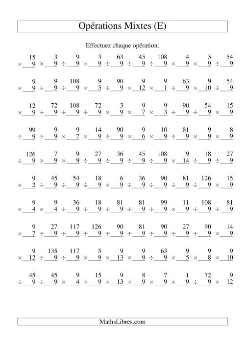 Multiplication et Division -- Règles de 9 (Variation 1 à 15) (E)