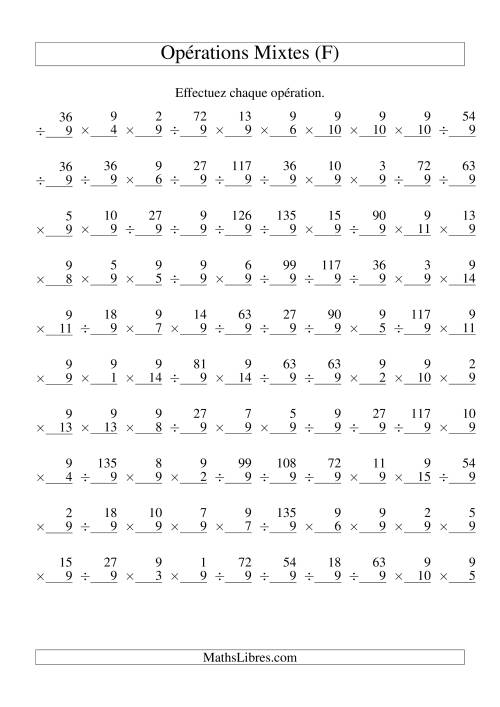 Multiplication et Division -- Règles de 9 (Variation 1 à 15) (F)