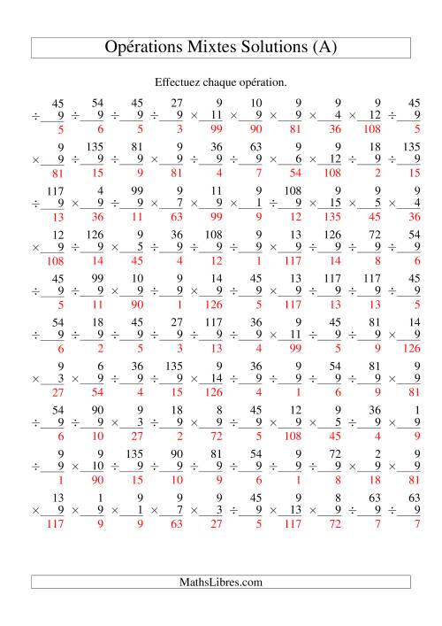 Multiplication et Division -- Règles de 9 (Variation 1 à 15) (Tout) page 2