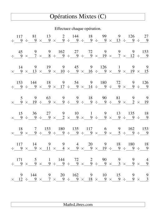 Multiplication et Division -- Règles de 9 (Variation 1 à 20) (C)