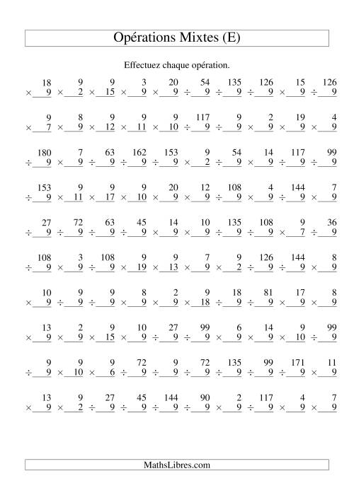 Multiplication et Division -- Règles de 9 (Variation 1 à 20) (E)