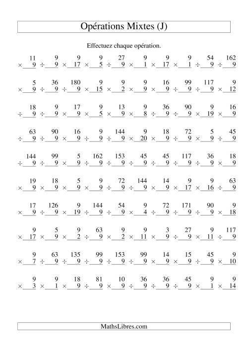 Multiplication et Division -- Règles de 9 (Variation 1 à 20) (J)
