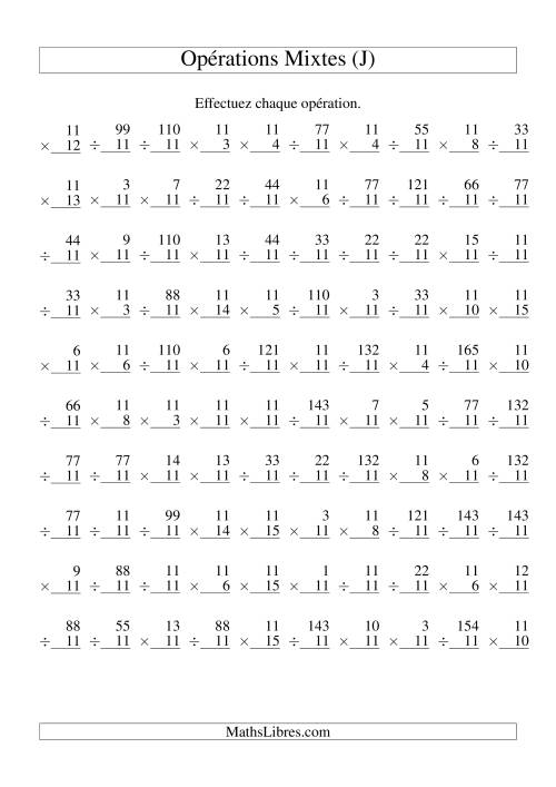 Multiplication et Division -- Règles de 11 (Variation 1 à 15) (J)