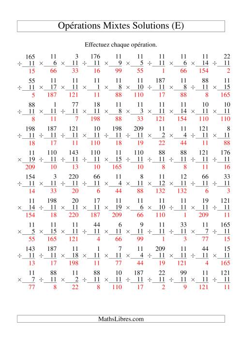Multiplication et Division -- Règles de 11 (Variation 1 à 20) (E) page 2