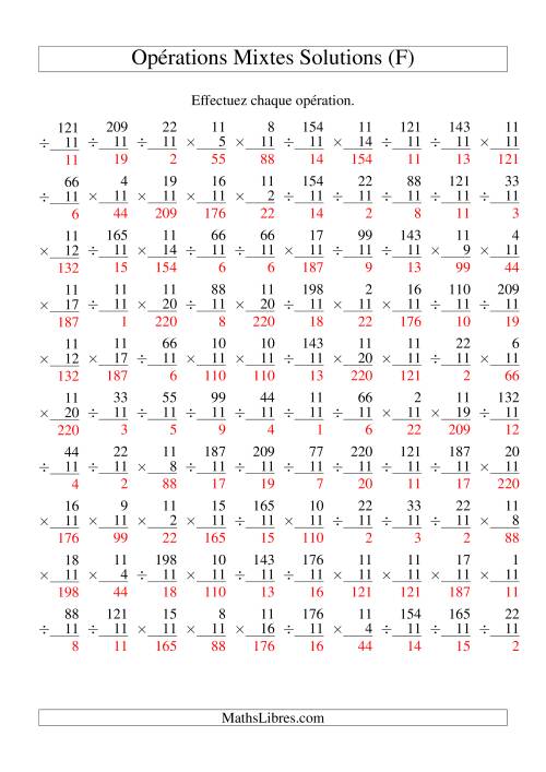 Multiplication et Division -- Règles de 11 (Variation 1 à 20) (F) page 2