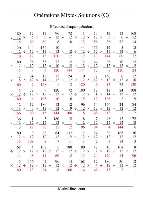Multiplication et Division -- Règles de 12 (Variation 1 à 15) (C) page 2