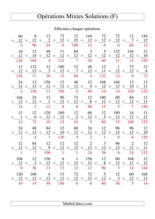 Multiplication et Division -- Règles de 12 (Variation 1 à 15) (F) page 2