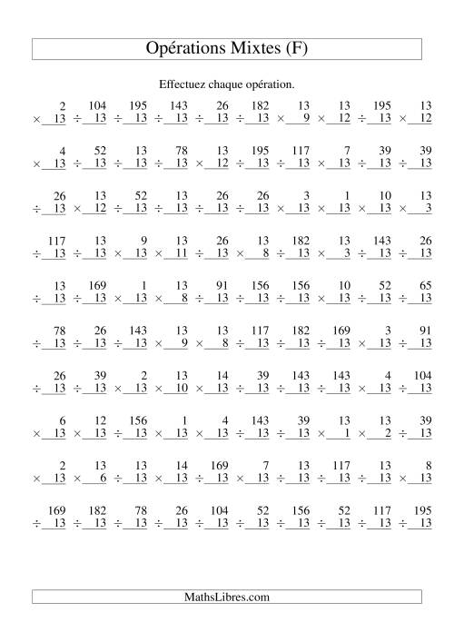 Multiplication et Division -- Règles de 13 (Variation 1 à 15) (F)