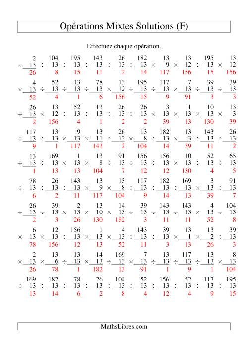 Multiplication et Division -- Règles de 13 (Variation 1 à 15) (F) page 2