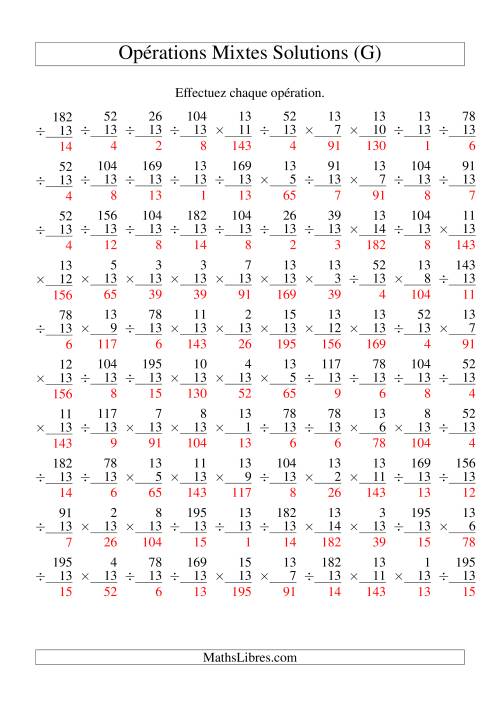 Multiplication et Division -- Règles de 13 (Variation 1 à 15) (G) page 2
