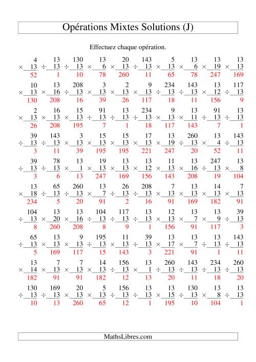 Multiplication et Division -- Règles de 13 (Variation 1 à 20) (J) page 2
