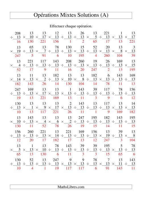 Multiplication et Division -- Règles de 13 (Variation 1 à 20) (Tout) page 2