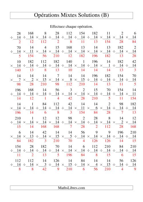 Multiplication et Division -- Règles de 14 (Variation 1 à 15) (B) page 2