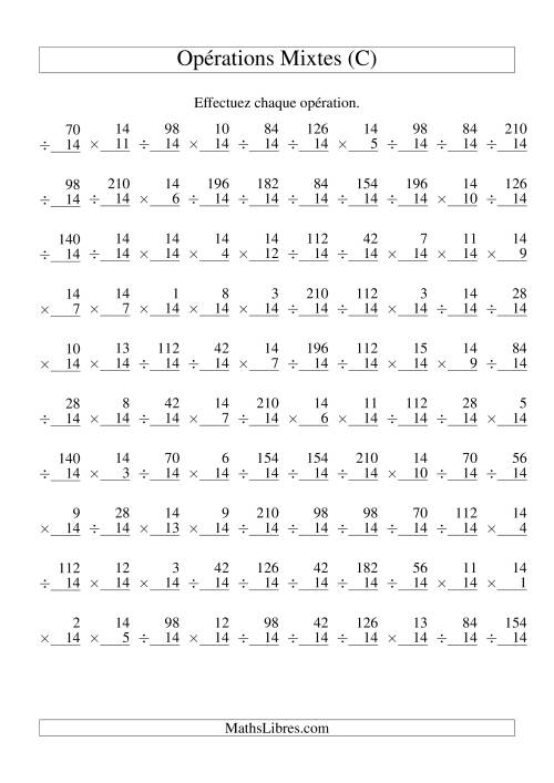 Multiplication et Division -- Règles de 14 (Variation 1 à 15) (C)