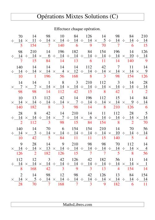 Multiplication et Division -- Règles de 14 (Variation 1 à 15) (C) page 2