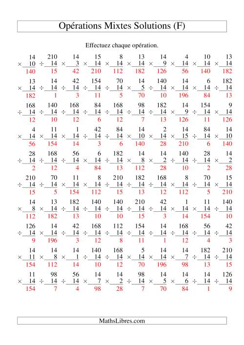 Multiplication et Division -- Règles de 14 (Variation 1 à 15) (F) page 2