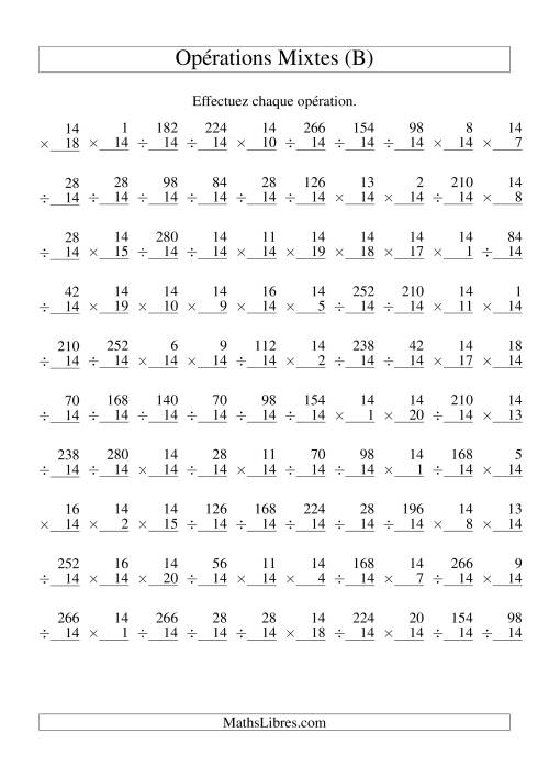 Multiplication et Division -- Règles de 14 (Variation 1 à 20) (B)
