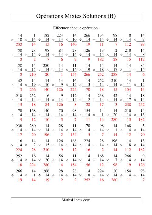 Multiplication et Division -- Règles de 14 (Variation 1 à 20) (B) page 2
