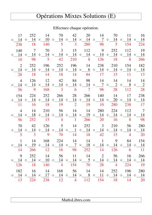 Multiplication et Division -- Règles de 14 (Variation 1 à 20) (E) page 2