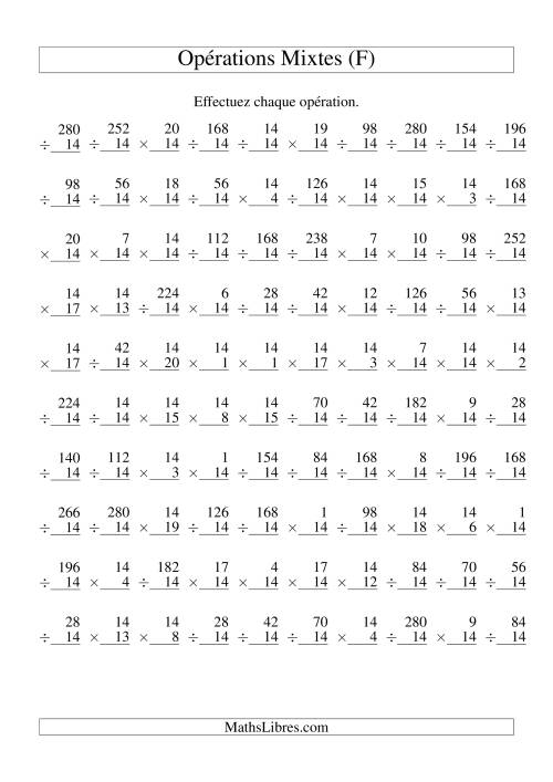 Multiplication et Division -- Règles de 14 (Variation 1 à 20) (F)