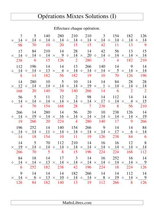 Multiplication et Division -- Règles de 14 (Variation 1 à 20) (I) page 2