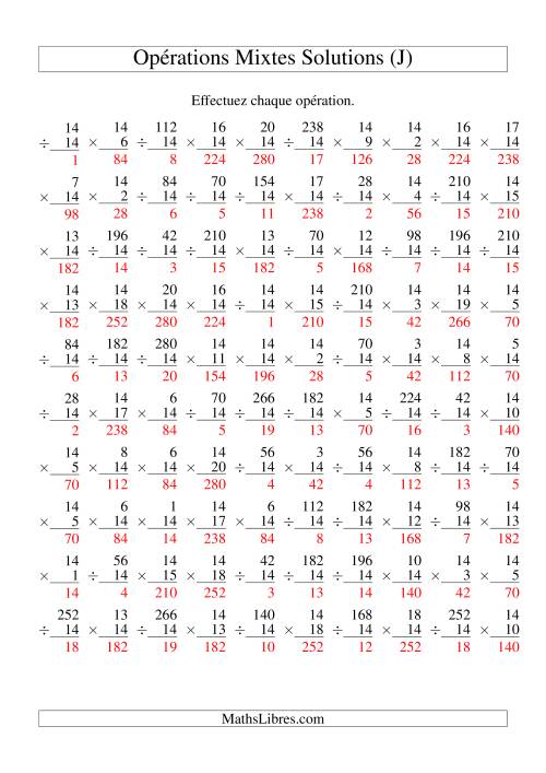 Multiplication et Division -- Règles de 14 (Variation 1 à 20) (J) page 2