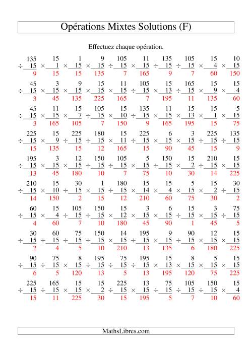 Multiplication et Division -- Règles de 15 (Variation 1 à 15) (F) page 2
