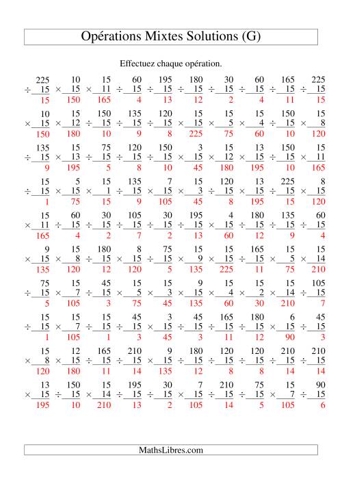 Multiplication et Division -- Règles de 15 (Variation 1 à 15) (G) page 2
