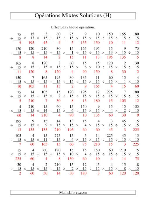 Multiplication et Division -- Règles de 15 (Variation 1 à 15) (H) page 2