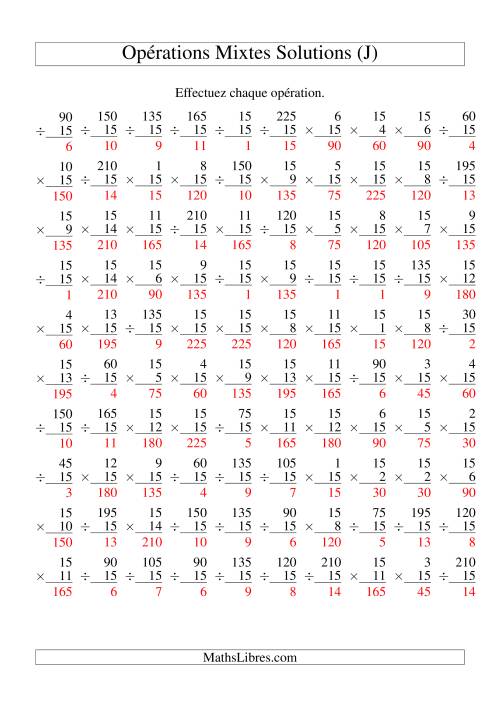 Multiplication et Division -- Règles de 15 (Variation 1 à 15) (J) page 2