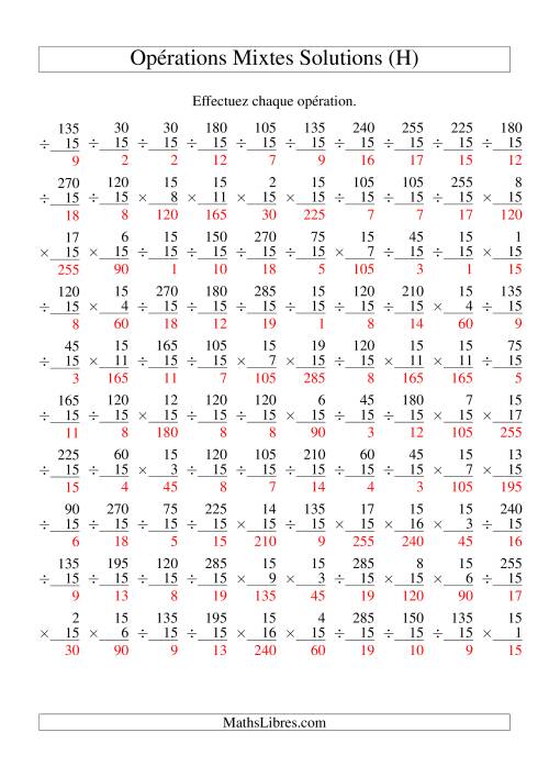 Multiplication et Division -- Règles de 15 (Variation 1 à 20) (H) page 2