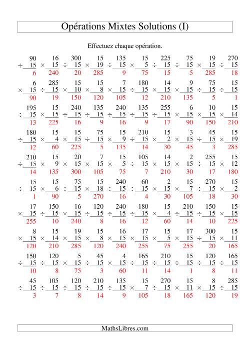 Multiplication et Division -- Règles de 15 (Variation 1 à 20) (I) page 2