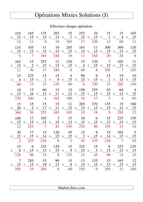 Multiplication et Division -- Règles de 15 (Variation 1 à 20) (J) page 2