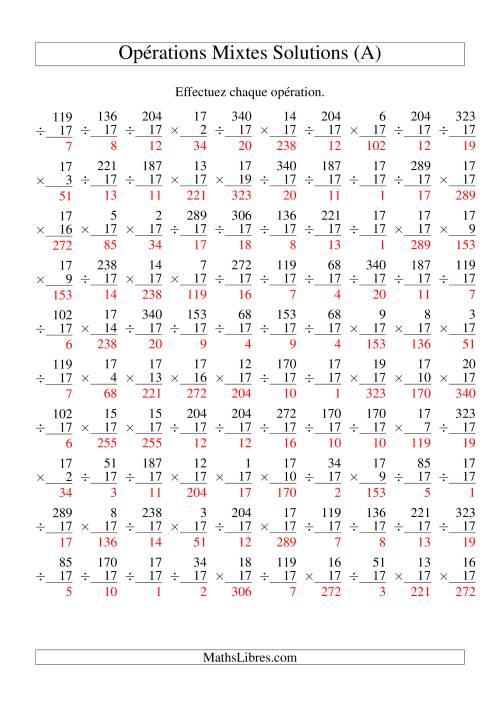 Multiplication et Division -- Règles de 17 (Variation 1 à 20) (A) page 2