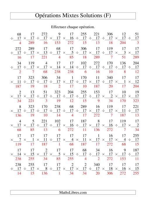 Multiplication et Division -- Règles de 17 (Variation 1 à 20) (F) page 2