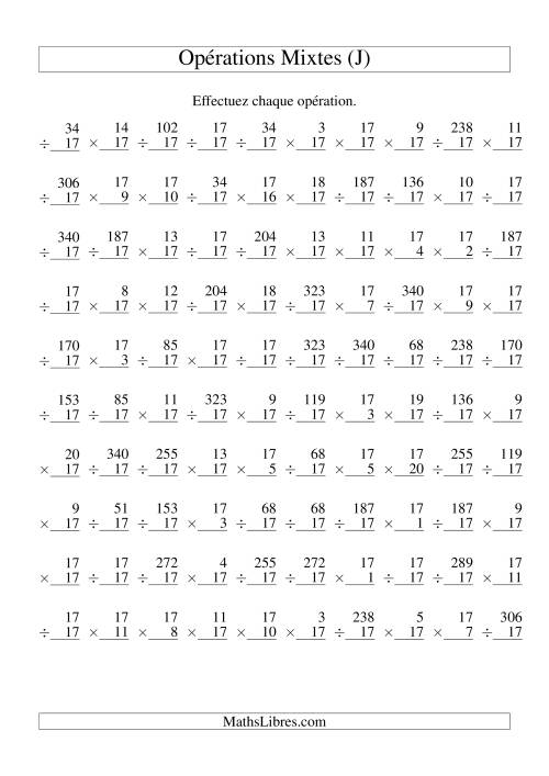 Multiplication et Division -- Règles de 17 (Variation 1 à 20) (J)