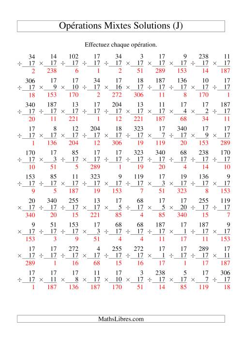 Multiplication et Division -- Règles de 17 (Variation 1 à 20) (J) page 2