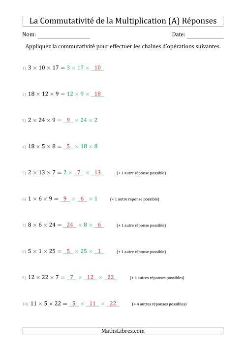 La Commutativité de la Multiplication avec Trois Facteurs (A) page 2