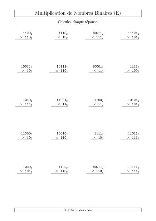 Multiplication de Nombres Binaires (Base 2) (E)