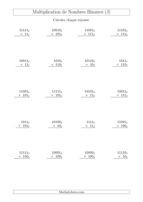 Multiplication de Nombres Binaires (Base 2) (J)
