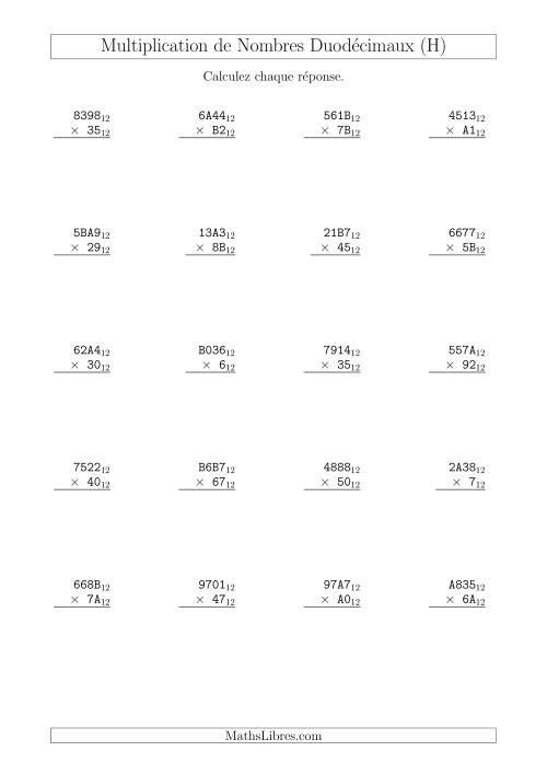 Multiplication de Nombres Duodécimaux (Base 12) (H)