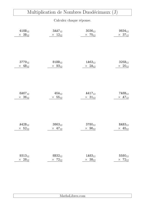 Multiplication de Nombres Duodécimaux (Base 12) (J)