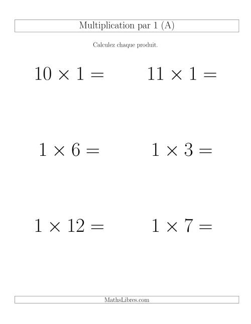 Règles de Multiplication Individuelles -- Multiplication par 1 -- Variation 0 à 12 (GP)